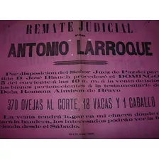 Antiguo Cartel Remate Judicial Rural Bragado Larroque Ovejas