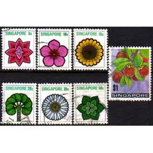 Singapur Serie No Completa X 7 Sellos Usados Flores Año 1973