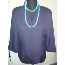 Saco Blazer Azul Marino De Creep Talle M Onda Vintage