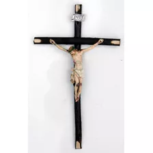 Cruz Catolica De Madera Y Ceramica Hecha A Mano 14 X 25cm