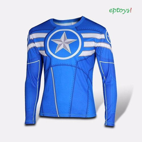 Camiseta 3d Capitão América Blue Marvel Coolmax Eptoys Xxl