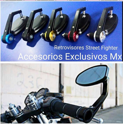 Espejos Cafe Racer Street Fighter Pulsar Fz Moto Retrovisor Foto 5