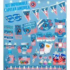 Kit Imprimible Editable Capitan América P/tu Cumpleaños!