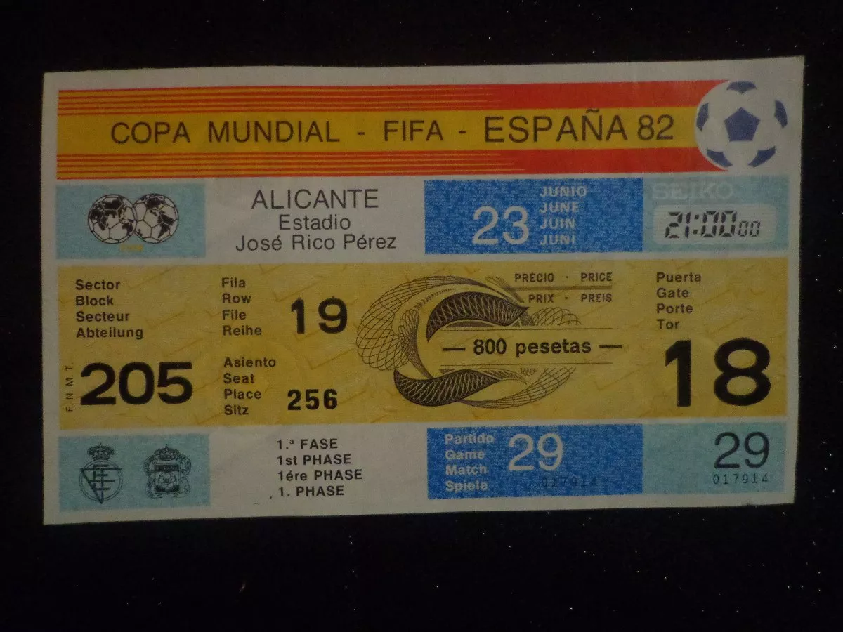 Ingresso Copa  1982 Jogo  Argentina X El Salvador 2-0