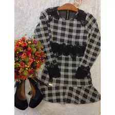 Vestido Xadrez Preto E Branco Tam 36