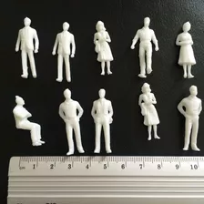 20 Figuras Brancas H=3,6cm, Esc. 1:50, Miniatura P/ Maquete