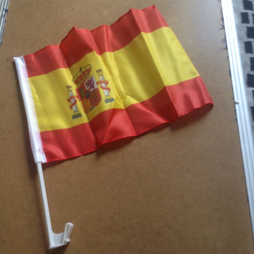 Banderas Con Asta Para Carro España Portugal Francia Futbol