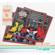 Transformers Rescue Bots - Invitación Para Imprimir