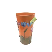 Vaso Metal Enfeite Jardim Quintal Varanda Borboleta Flor