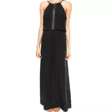 Vestido Longo Modaris Renda Preto Tam G