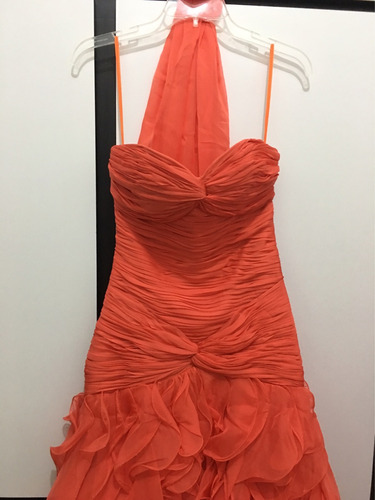 Elegante Vestido De Gala Naranja Para Fiesta O 15 Años
