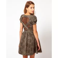 Vestido Fiesta Animal Print Corazon Importado Uk