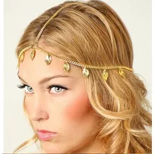 Linda Headband Tiara Corrente Dourada Folhas Danca Do Ventre