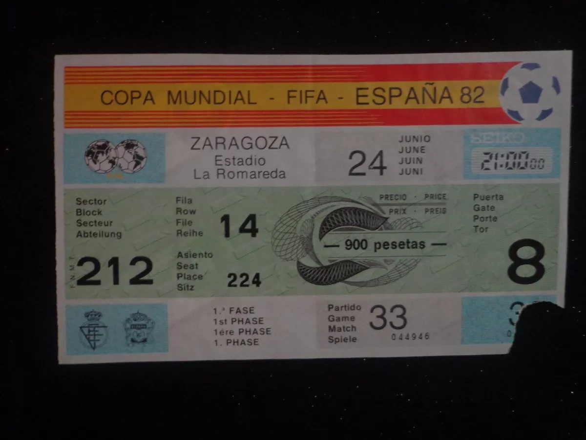 Ingresso Copa  1982 Jogo Honduras X Jugoslavia 0-1