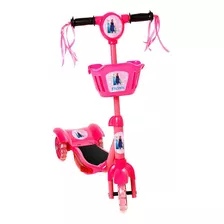 Brinquedo Patinete Infantil Frozen Rosa 3 Rodas Luz E Som