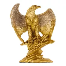 Águia Estatueta Decorativa Dourada De Resina 30.5 Cm Cor Dourado