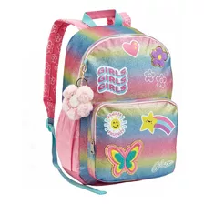 Mochila Escolar Costas Meninas Glitter Chaveiro Pelucia G