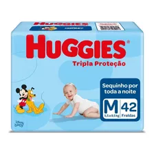 Fraldas Descartáveis Infantis Com 42 Unidades Tripla Proteção Tamanho M Huggies