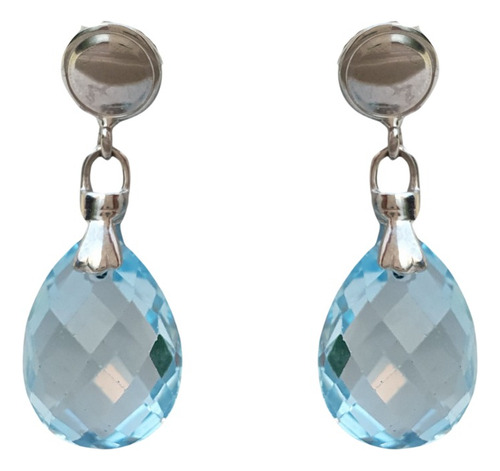 Brinco Pêndulo De Ouro Branco 18k 750 Com Topázios Blue Sky Branco