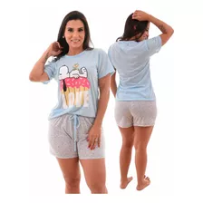 Pijama Feminino Baby Doll Manga Malha Verão Atacado Oferta!