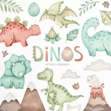 Kit Digital Dinos Aquarelados + Dinos P&b (para Colorir)