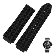 Pulseira Para Relógio Hublot Silicone Big Bang Pneu Preta Cor Preto Largura 25 Mm