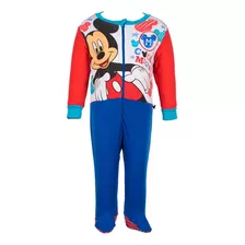 Pijama Entero Estampado, Planta Antideslizante, Azul Mickey