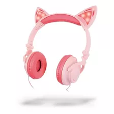 Misik - Audifonos Alambricos - Luz Led - Orejas De Gato Color Rosa