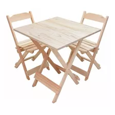 Mesa 60x60 Com 2 Cadeiras Madeira P/bar Sem Pintura Pinus