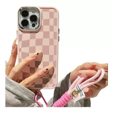 Funda Cuadros Irregulares Con Cordon Para iPhone 14pro Max