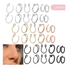 30 Pcs Piercing Falso Nariz Septum Labios Orejas Aro Anillo