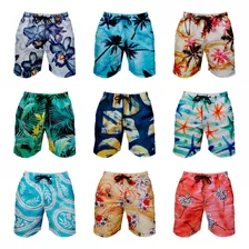 Kit 5 Shorts Estampados Masculino Bermuda Moda Praia Verão 