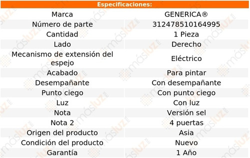 Espejo Lat Der Elect P/pintar C/desemp C/luz Taurus 12/15 Foto 2