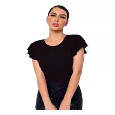 Blusa Modelo Baby Look Manga Babadinho Feminina Moda