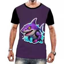 Camiseta Camisa Tshirt Animais Cyberpunk Tubarão Mar Tecno