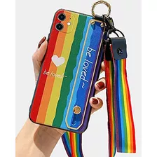 Funda Para iPhone 12 De 6.1 Flyee Con Correa Arcoiris