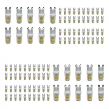 Kit 100 Lâmpada Led Halopin Bipino G9 5w 3000k Luz Quente