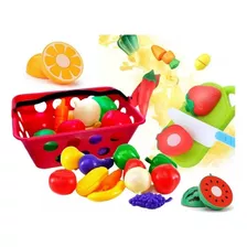 Kit Cozinha Infantil Com Cestinha Frutas Cortar Brinquedo 19