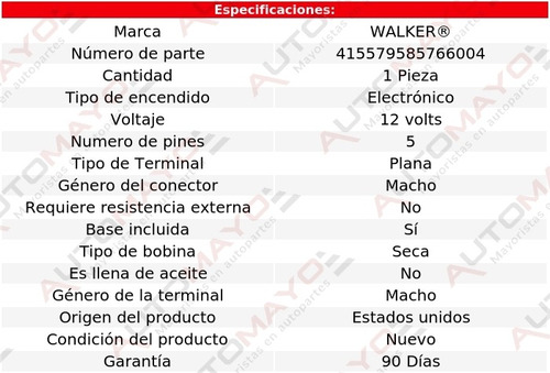 Bobina Walker Caballero V8 5.7l Gmc 78-79 Foto 6
