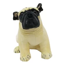 Cachorro Pug De Pelúcia Sentado 42cm Realista Top