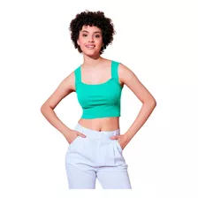 Cropped Feminino Ribana Top Confortavel Alça Cores Estiloso