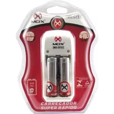 Carregador De Pilhas Mox-cp31 C/ 2 Pilhas Aa 2600 Mah