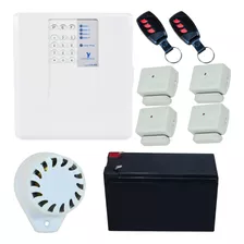 Kit Alarme 4 Setor Magnético Controle Bateria Sirene Hombrus