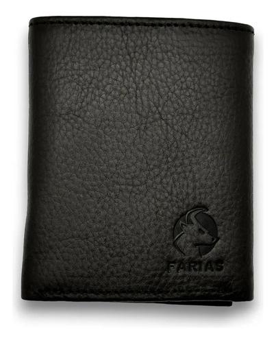 Cartera Minimalista Para Hombre Compacta De Cuero Genuino  Negro Rayas