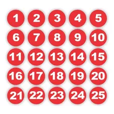 Adesivos Numerados 1 A 100 Redondo Fundo Vermelho Medida 1cm