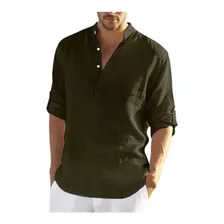 Camisa De Lino De Algodón De Manga Larga Para Hombre