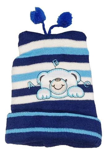 Touca Gorro Frio Bebê Recém Nascido Ursinho - Azul Marinho Azul-marinho Único