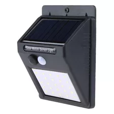 Luminária Refletor Solar Parede 25 Led Sensor Movimento Cor Da Carcaça Preta Cor Da Luz Branco Brilhante 12v