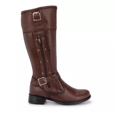 Bota Over The Knee Cano Longo Couro Eco Montaria Feminina