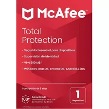 Antivirus Mcafee Total Protection 2024 - 1 Dispo - 3 Años